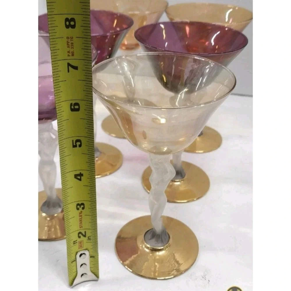 6 RARE VINTAGE AUTHENTIC BAYEL BACCHANTE COLORED GLASSES